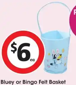 Coles Bluey or Bingo Felt Basket offer