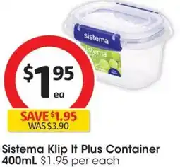 Coles Sistema Klip It Plus Container offer