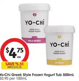 Coles Yo-Chi Greek Style Frozen Yogurt Tub offer