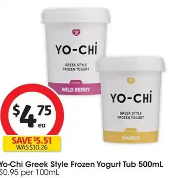 Coles Yo-Chi Greek Style Frozen Yogurt Tub offer