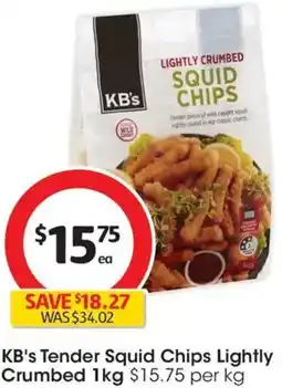 Coles KB's Tender Squid Chips Lightly Crumbed offer