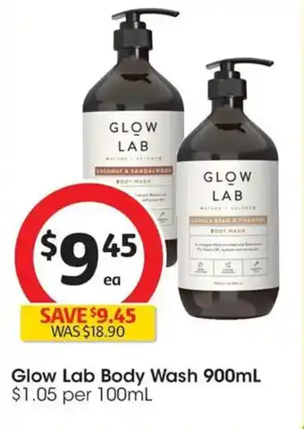 Coles Glow lab body wash offer