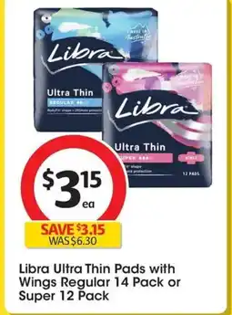 Coles Libra ultra thin pads with wings regular offer