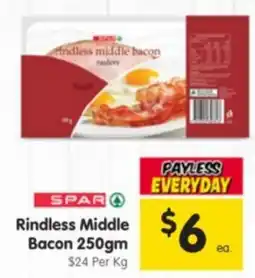 Spar Rindless Middle Bacon offer