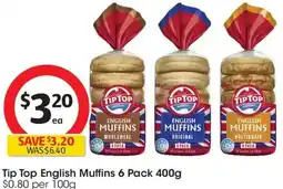 Coles Tip Top English Muffins offer