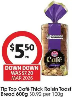 Coles Tip Top Café Thick Raisin Toast Bread offer
