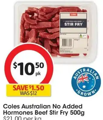 Coles Coles Australian No Added Hormones Beef Stir Fry offer