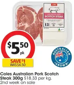 Coles Coles Australian Pork Scotch Steak offer