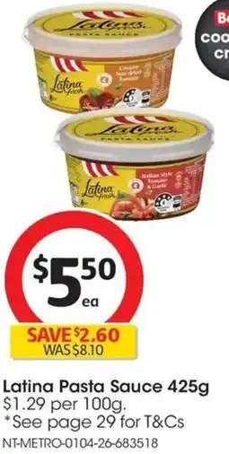 Coles Latina Pasta Sauce offer