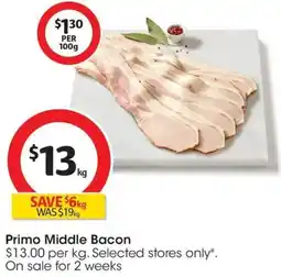 Coles Primo Middle Bacon offer