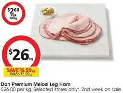 Coles Don premium melosi leg ham offer
