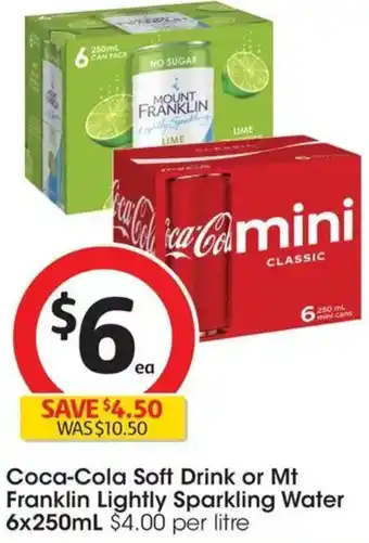 Coles Coca-Cola Soft Drink or Mt Franklin Lightly Sparkling Water offer