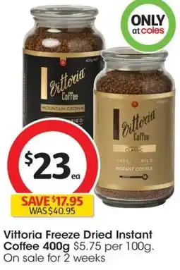 Coles Vittoria Freeze Dried Instant Coffee offer