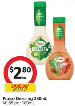 Coles Praise Dressing offer