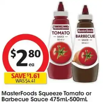 Coles MasterFoods Squeeze Tomato or Barbecue Sauce offer