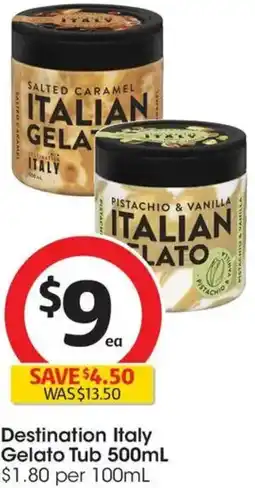Coles Destination Italy Gelato Tub offer
