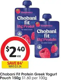 Coles Chobani Fit Protein Greek Yogurt Pouch offer
