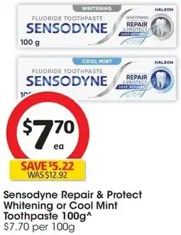 Coles Sensodyne repair & protect whitening or cool mint toothpaste offer