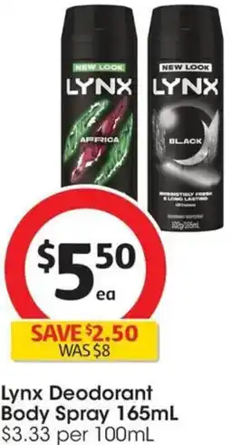 Coles Lynx Deodorant Body Spray offer