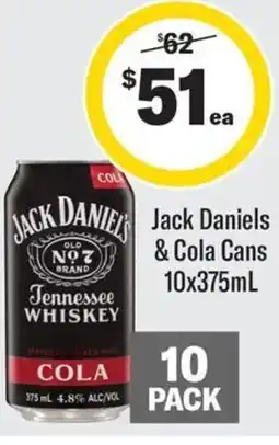 Coles Jack daniels & cola cans offer