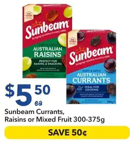 Ritchies Sunbeam currants raisins or mixed fruit offer