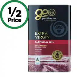 Woolworths Good Earth Oils Extra Virgin Canola Oil offer