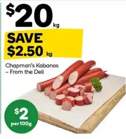Woolworths Chapmans Kabanos offer