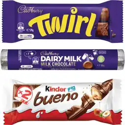 Coles Cadbury or Kinder Bueno Bar 30g-55g offer