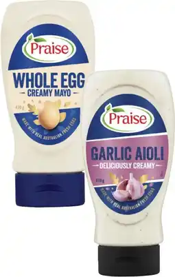 Coles Praise Squeeze Mayonnaise or Aioli 470g-500g offer