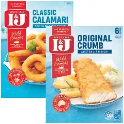 Woolworths I&j fish tenders, fillets or calamari rings offer