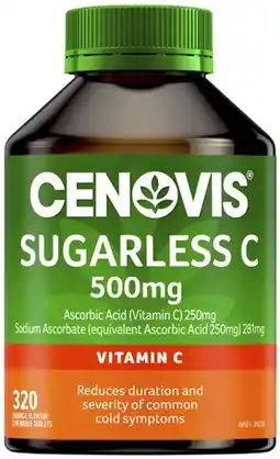 Coles Cenovis Sugarless C 500mg Chewable Tablets offer