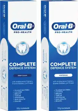 Coles Oral B Pro Health Advanced Deep Clean or Whitening Toothpaste 110g offer