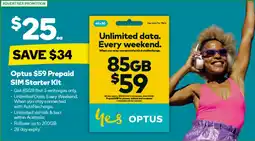 Woolworths Optus prepaid sim starter kit offer