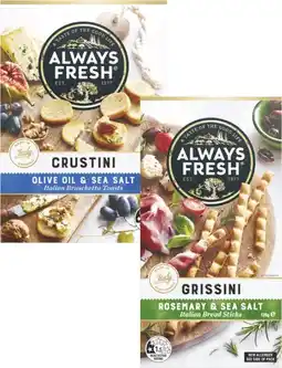 Coles Always Fresh Grissini or Crustini Crackers 120g-125g offer