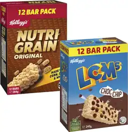 Coles Kellogg's Nutri Grain or LCMs Bars 12 Pack 240g-264g offer