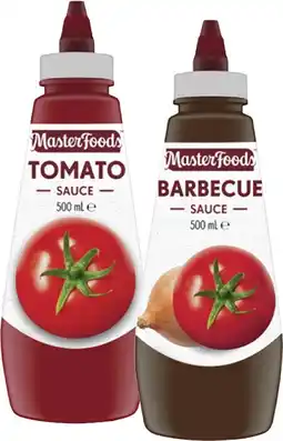 Coles MasterFoods Squeeze Tomato or Barbecue Sauce 475mL-500mL offer
