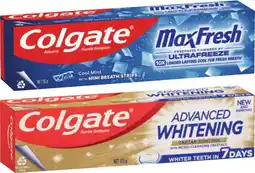 Coles Colgate Advanced Whitening & Tartar or Max Fresh Toothpaste 115g offer