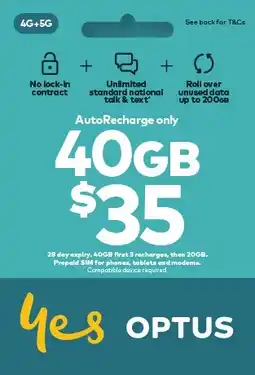 Coles Optus $35 AutoRecharge Only Prepaid Sim Starter Kit offer