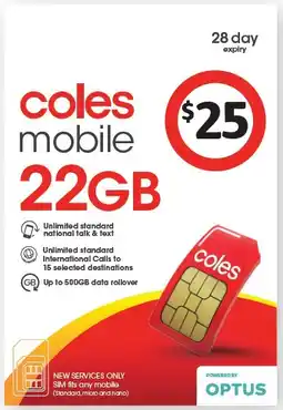 Coles Coles Mobile $25 Prepaid SIM offer
