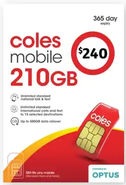 Coles Coles Mobile $240 Prepaid SIM offer