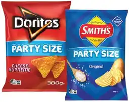 IGA Doritos Corn Chips, Smith’s Crinkle Cut 380g or Red Rock Deli Chips 290g Selected Varieties offer