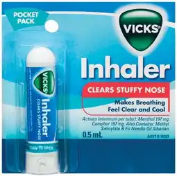 IGA Vicks Nasal Decongestant Inhaler Selected Varieties offer