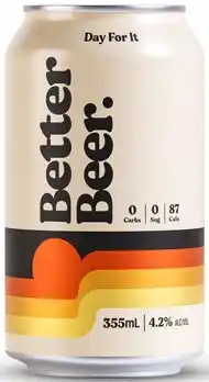 Coles Better Beer Zero Carb Lager Cans offer