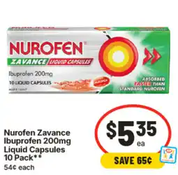 IGA Nurofen Zavance Ibuprofen Liquid Capsules offer