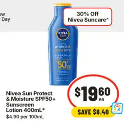 IGA Nivea Sun Protect & Moisture SPF50 Sunscreen Lotion offer