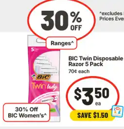 IGA Bic twin disposable razor offer