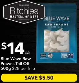 Ritchies Blue Wave Raw Prawns Tail Off offer