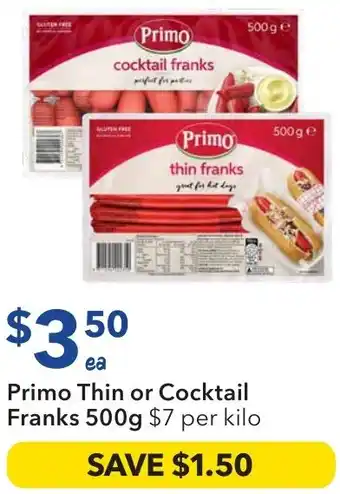 Ritchies Primo Thin or Cocktail Franks offer