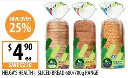 Supabarn Helga's health+ sliced bread offer