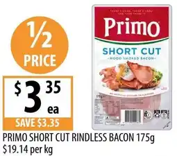 Supabarn Primo short cut rindless bacon offer